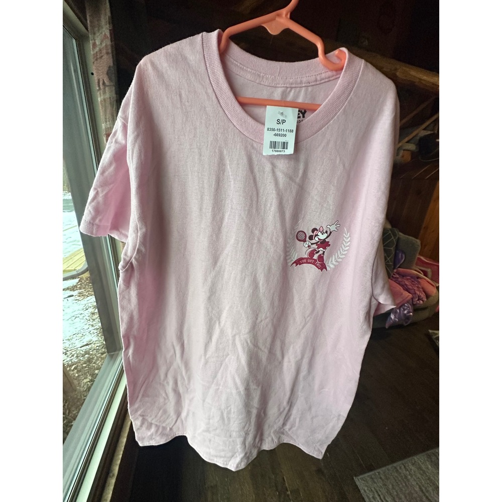 NEW Disney's Minnie Mouse Tennis Player Relaxed‎ Fit Women's Graphic Tee | S
